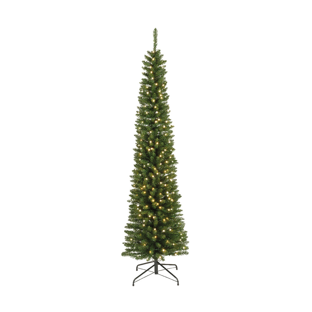 Árbol navideño de 2.43 m color verde pencil con 380 luces led