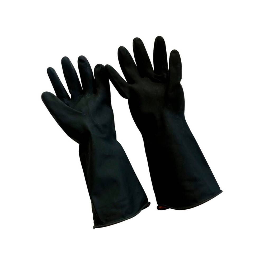 Guantes cortos negros de hule uso rudo mediano