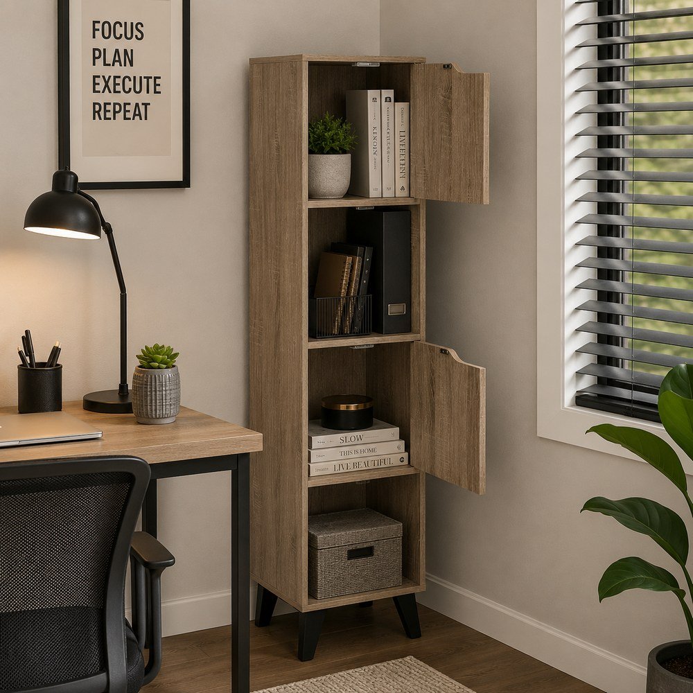 Mueble organizador de 34.5 x 32.5 x 146.5 cm con 4 espacios