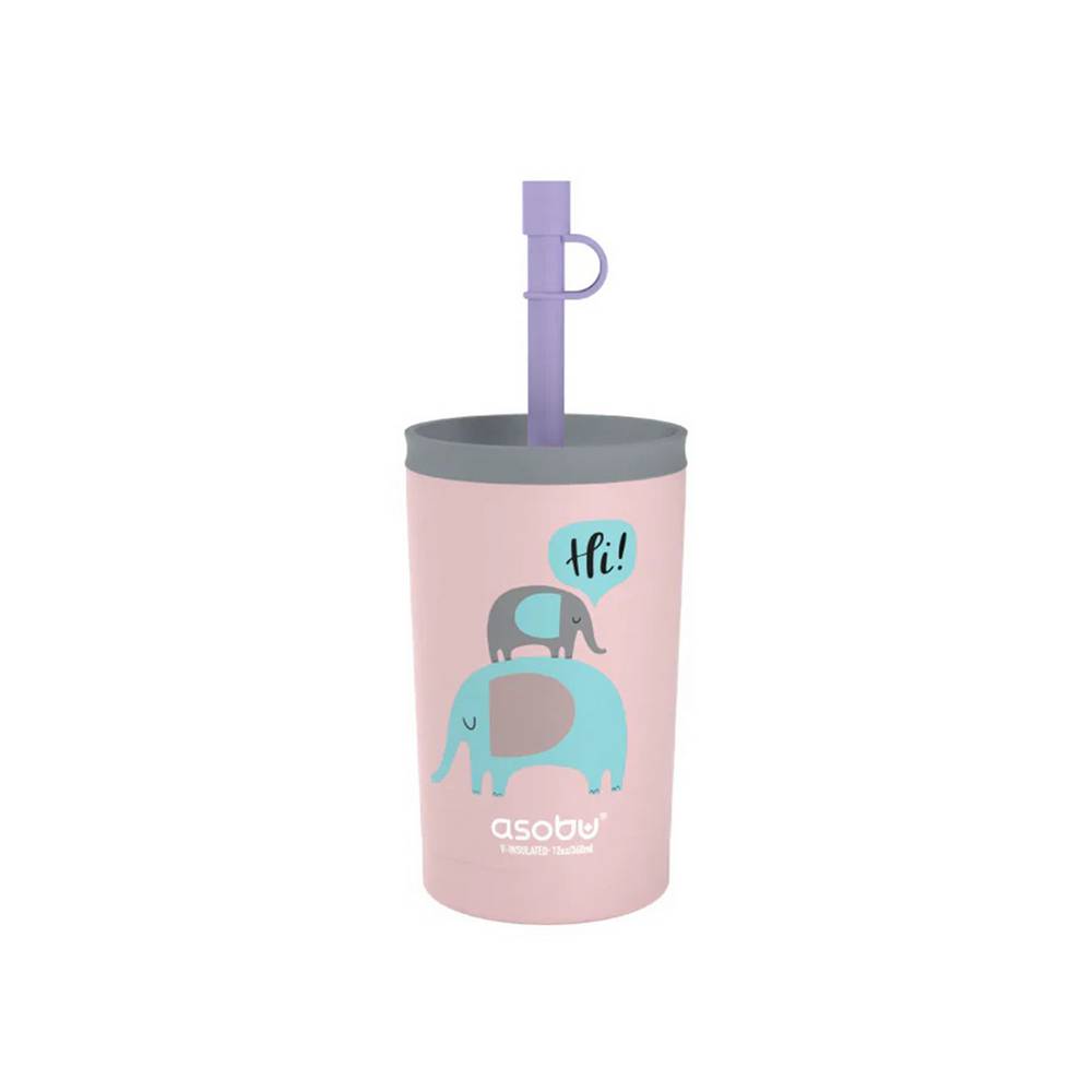 Vaso para niños de acero inoxidable rosado 12 oz