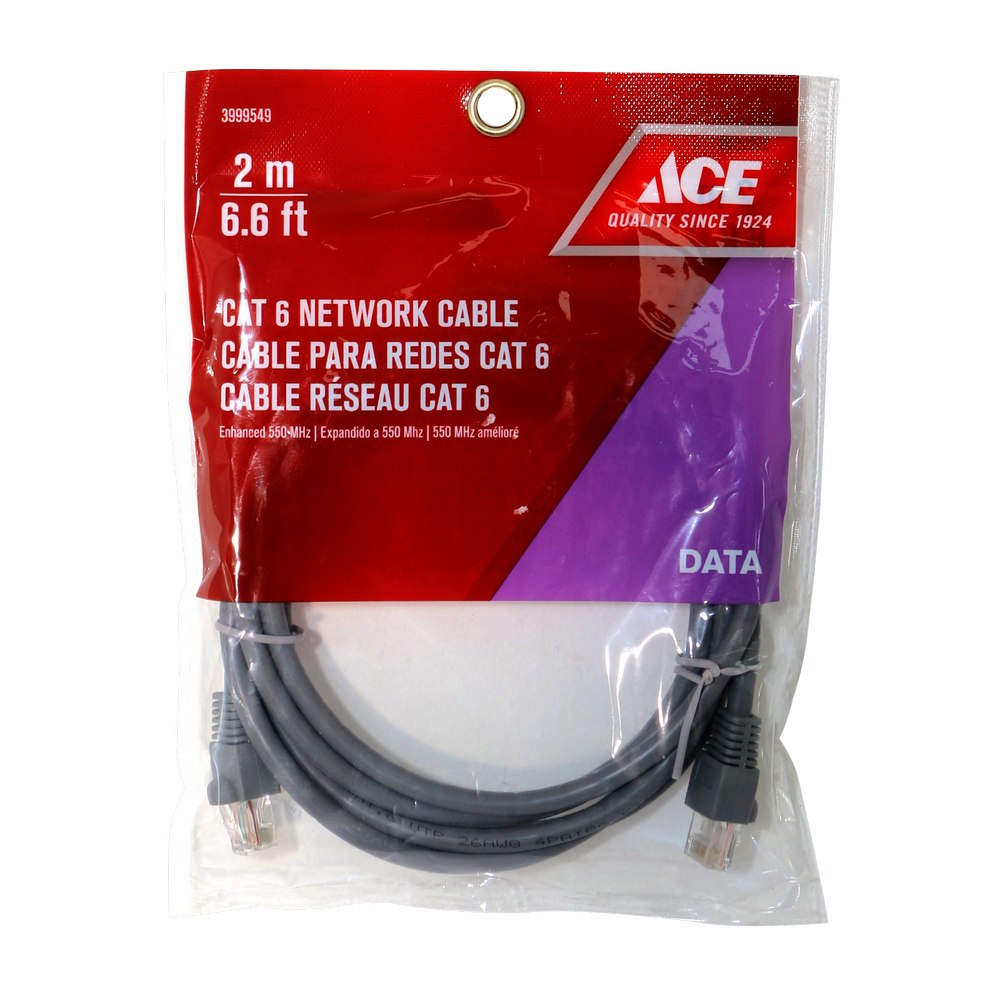Extension para computadora rj45 cat6 6.6 pulg (2 m) gris