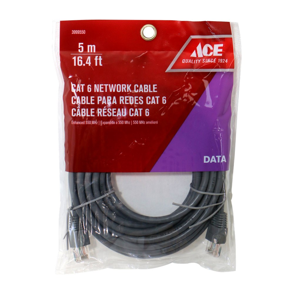 Extension para computadora rj45 cat6 16.4 pulg (5 m) gris