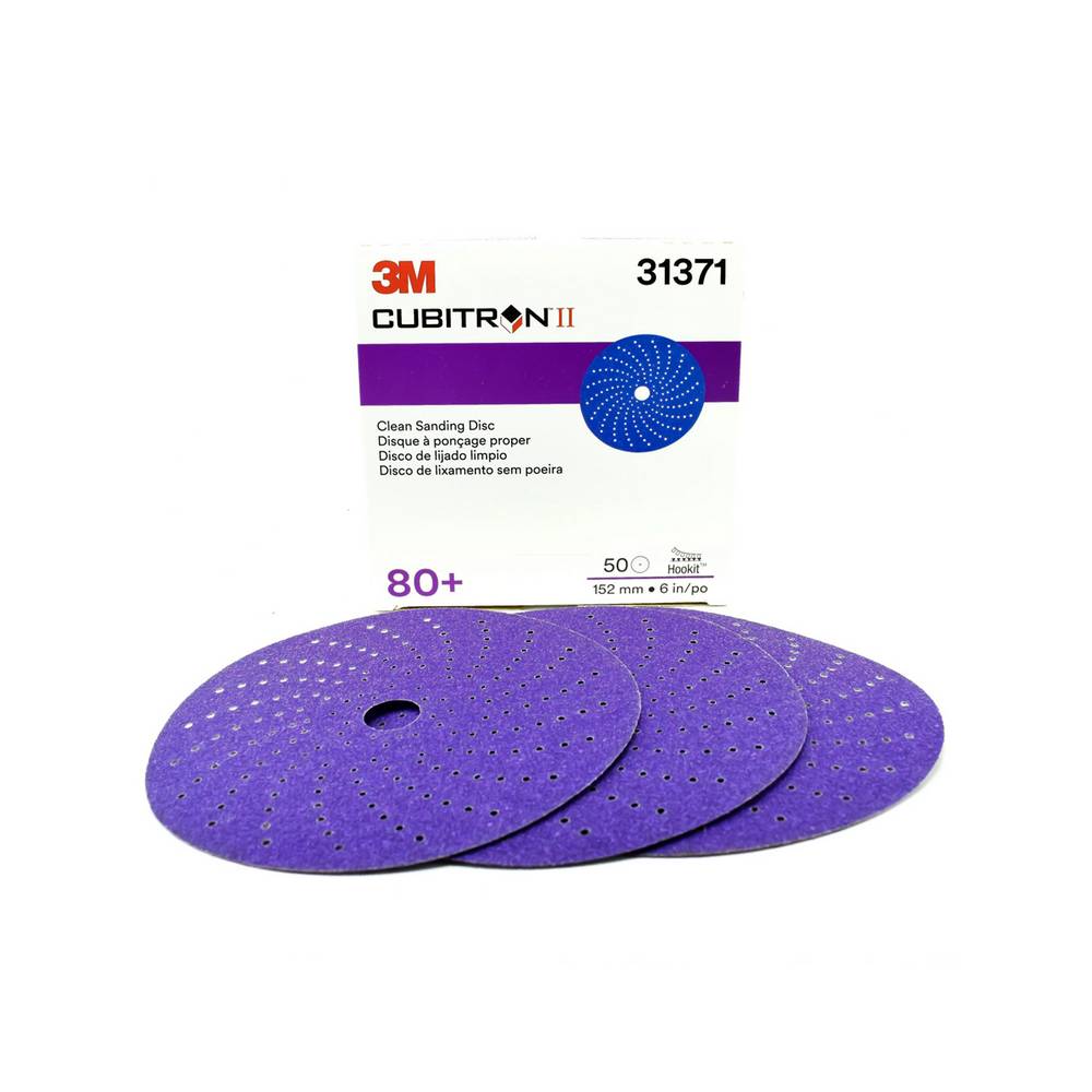 Disco de lija 6 in hookit morado p80c automotriz