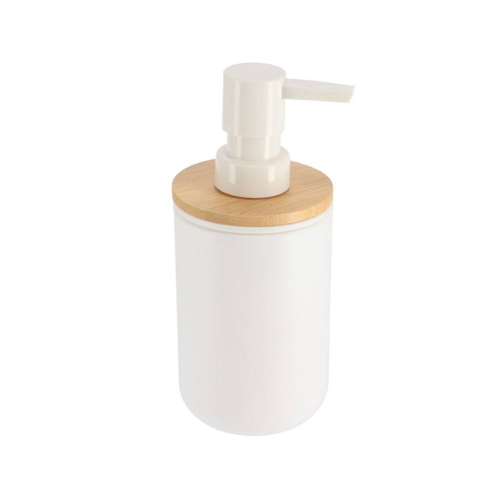 Jabonera para liquido 300 ml blanco con bambu
