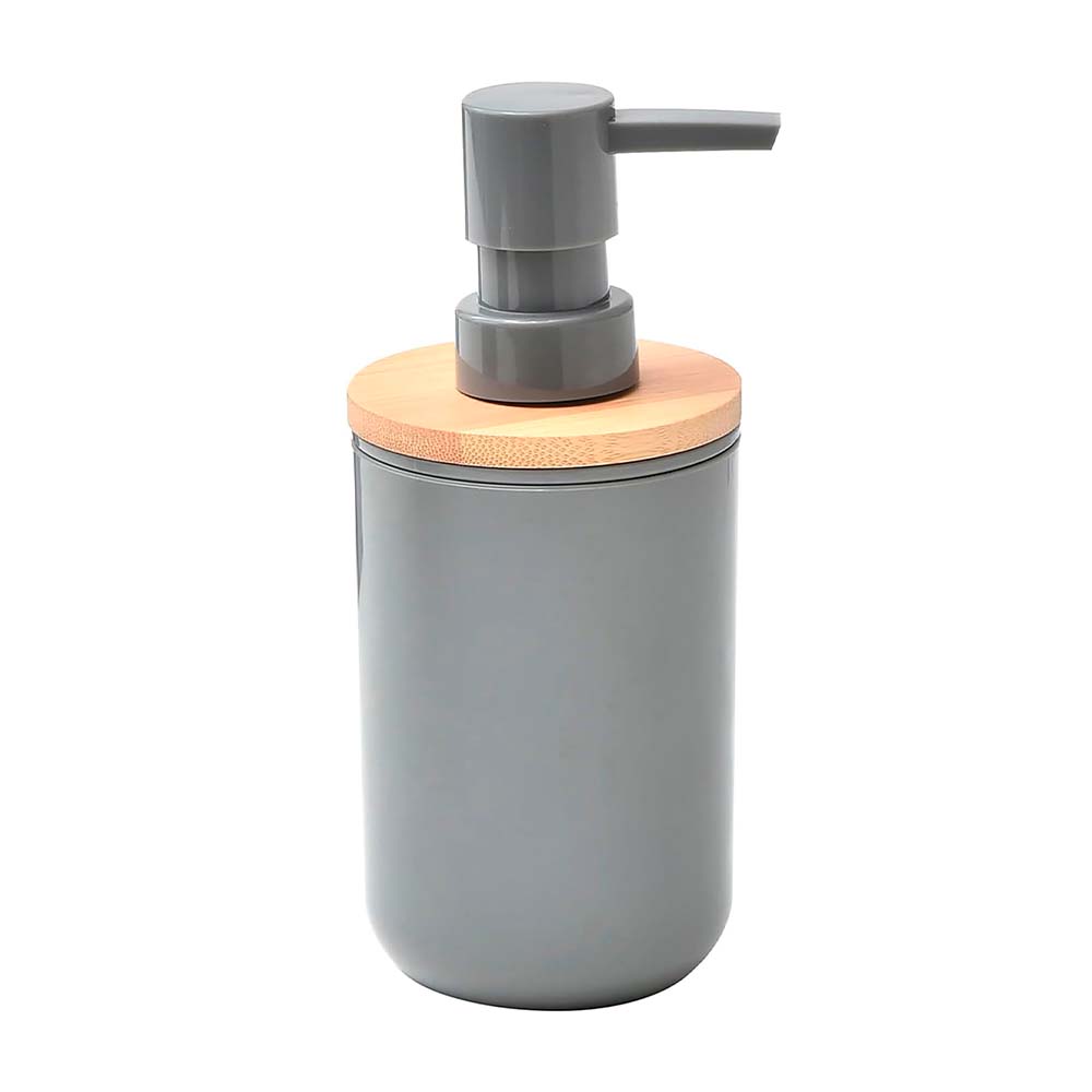 Jabonera para liquido 300 ml gris con bambu