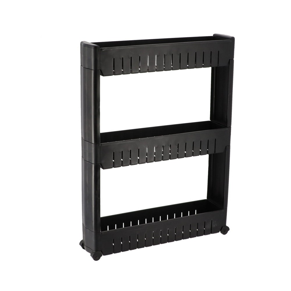 Mueble auxiliar de 3 niveles negro con ruedas