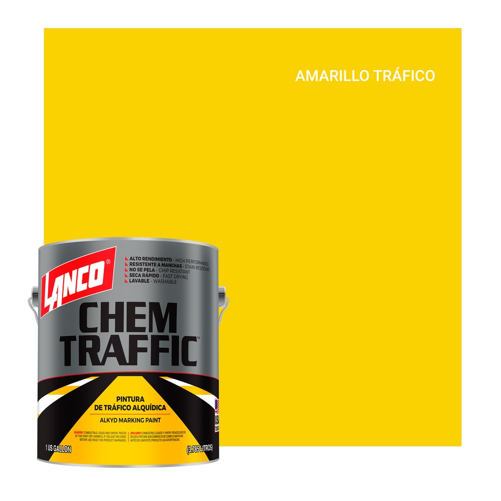 Pintura alquídica para tráfico color amarillo mate chem traffic 3.785 l (gal)