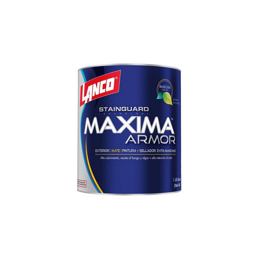 Pintura látex color blanco mate maxima armor 0.946 l (qto)