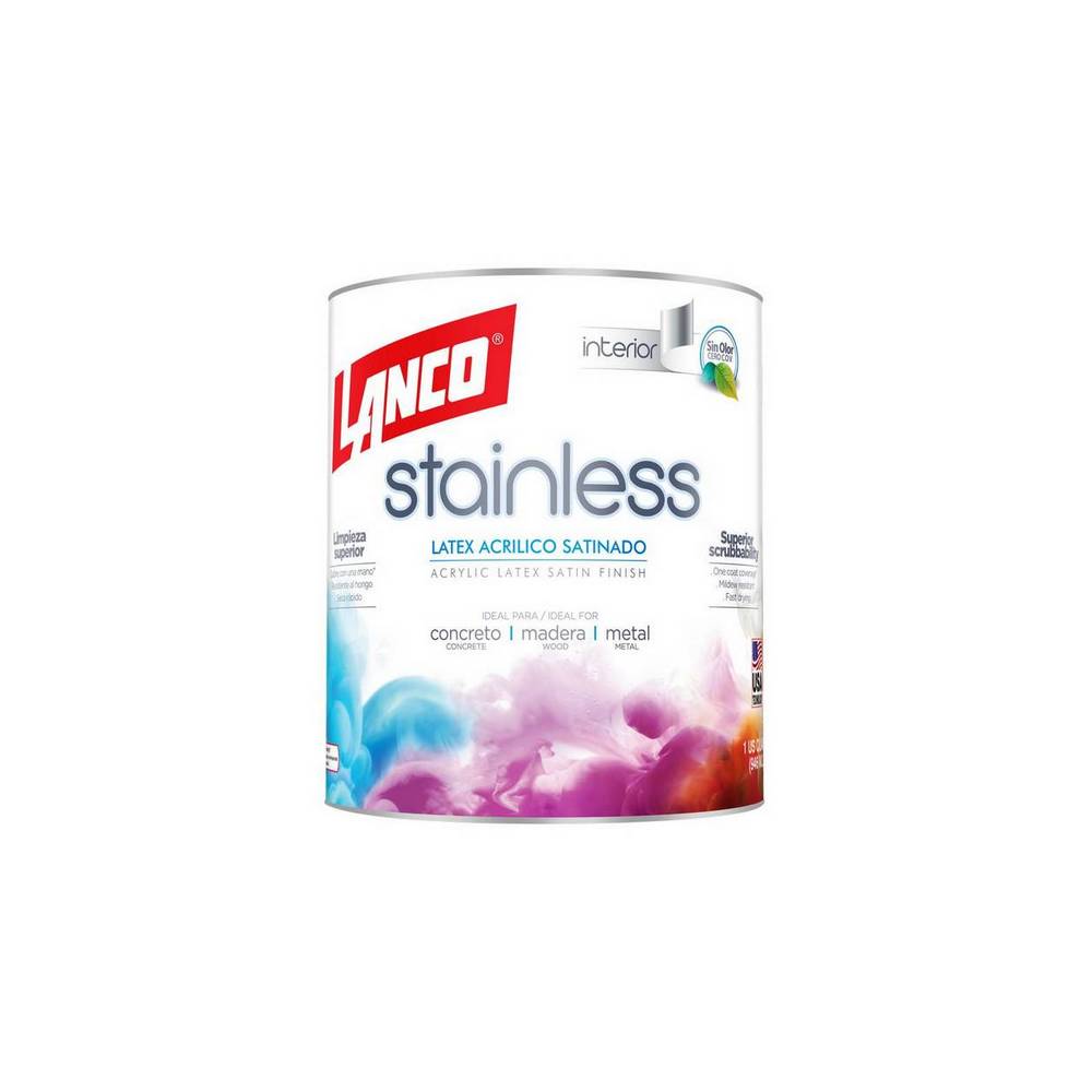 Pintura látex blanco satín stainless 0.946 l (qto)