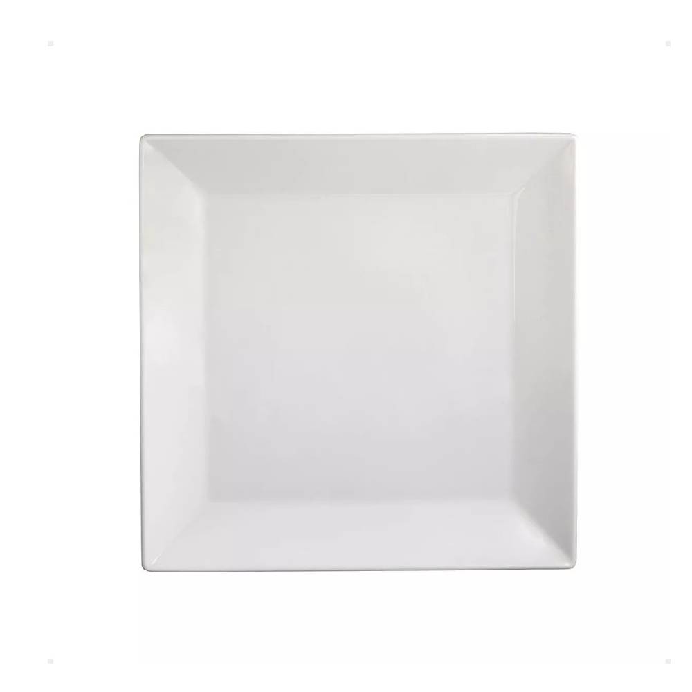 Plato cuadrado de ceramica 28.89 cm blanco