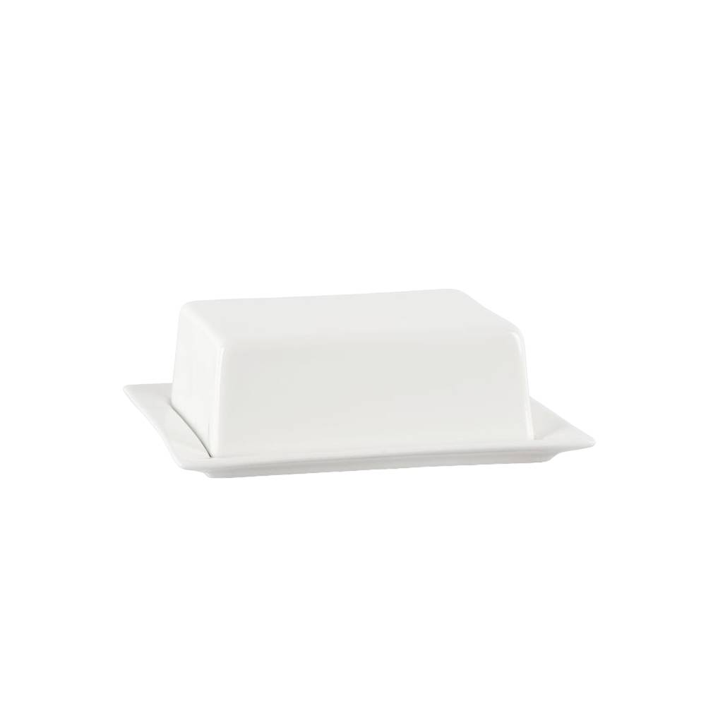 Mantequillera de porcelana 17.2x10.7x7 cm blanca