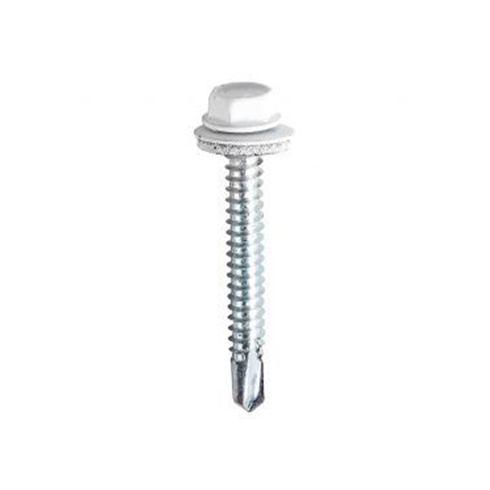 Tornillo para techo punta broca blanco 1/4x3 pulg s/100