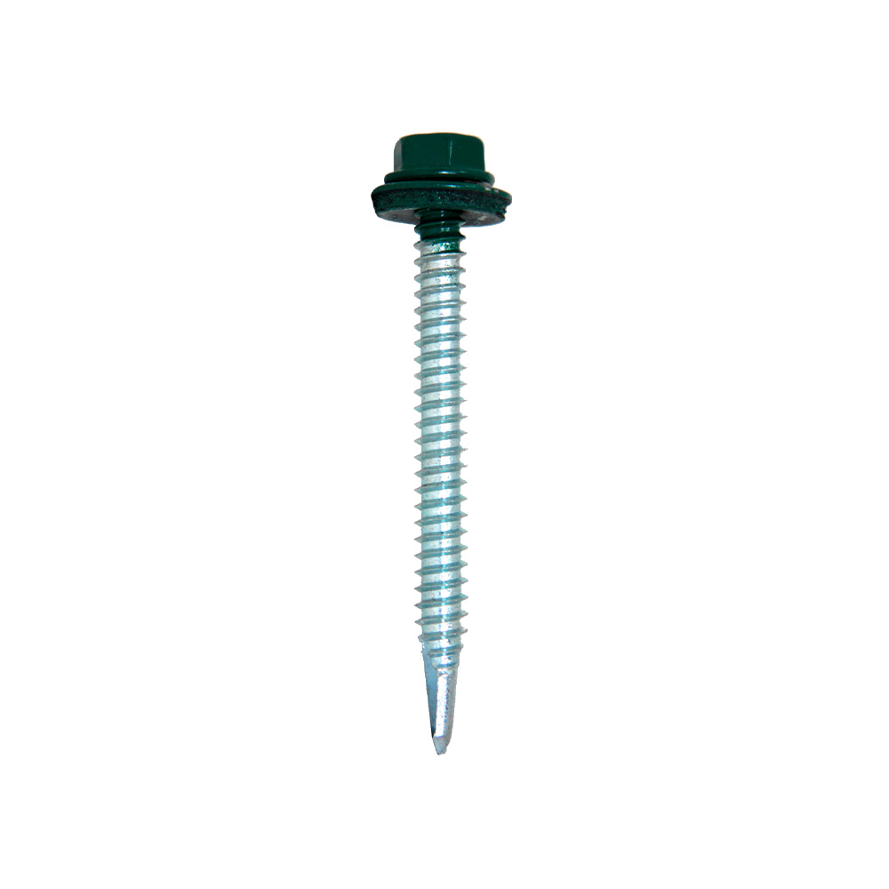 Tornillo para techo punta corriente verde 1-4x2 pulg s-100
