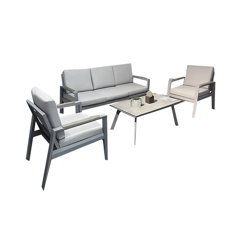 Mueble para exterior de aluminio gris 4 piezas