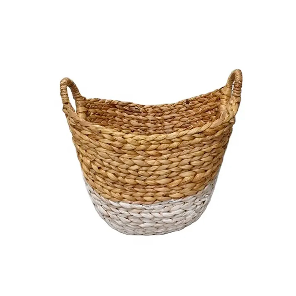 Cesta decorativa de yute 13 pulgadas blanco