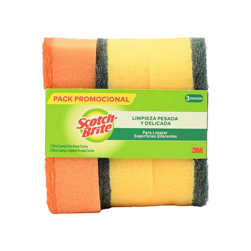 Esponja limpieza pesada y delicada scotch brite 3 piezas
