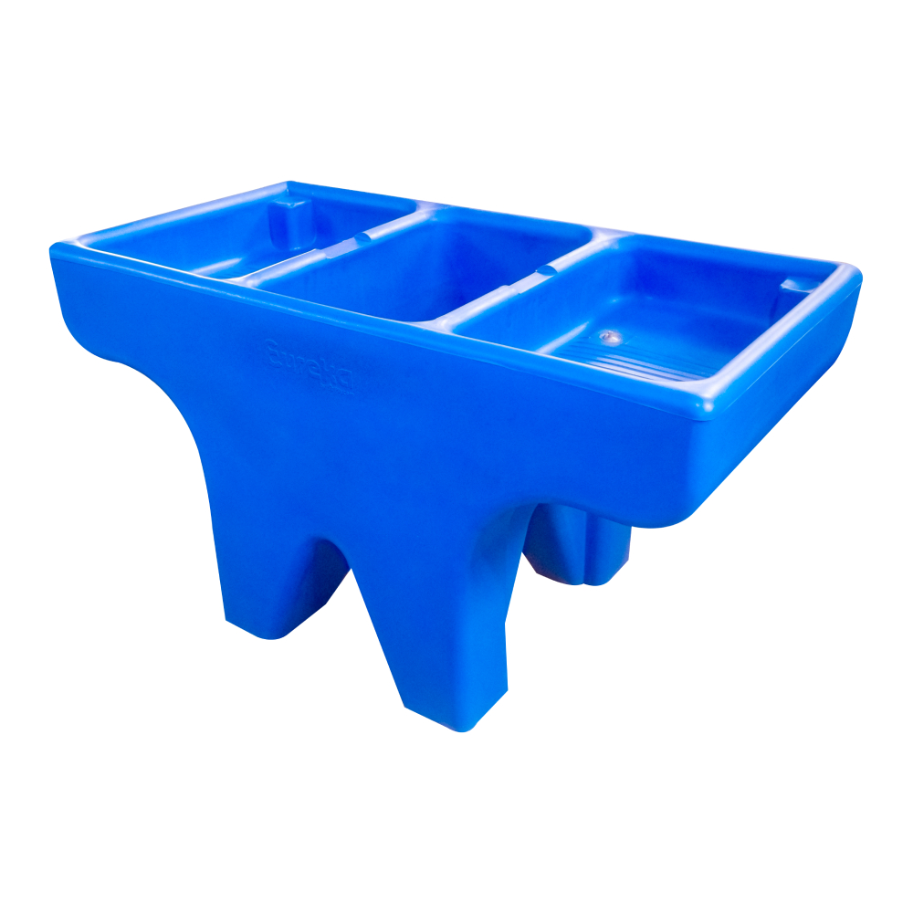 Pila plastica azul con 2 lavaderos eureka