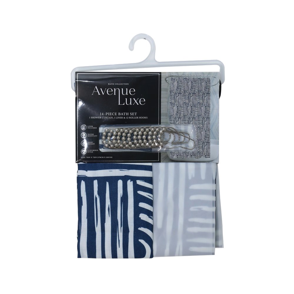 Cortina para baño retro timeless multi 14 piezas