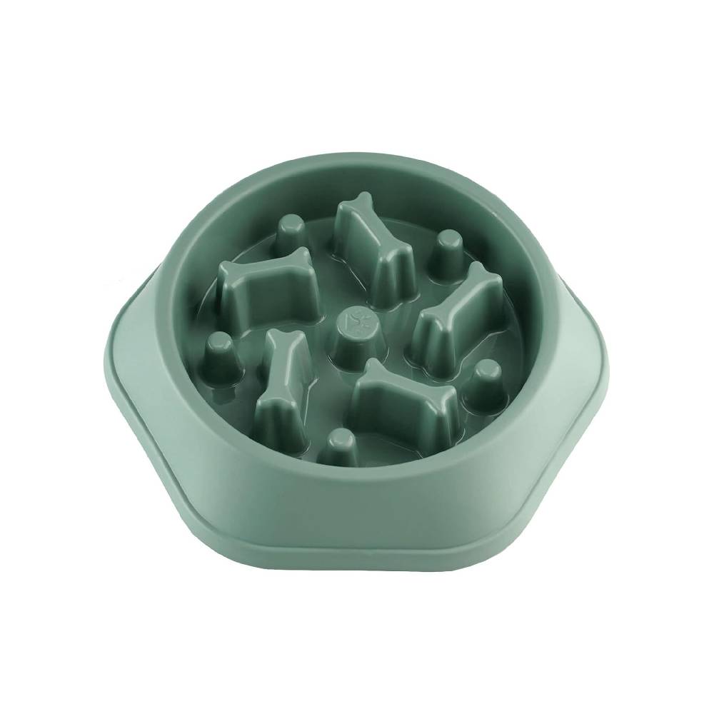 Plato para perro hexagonal slow feed verde