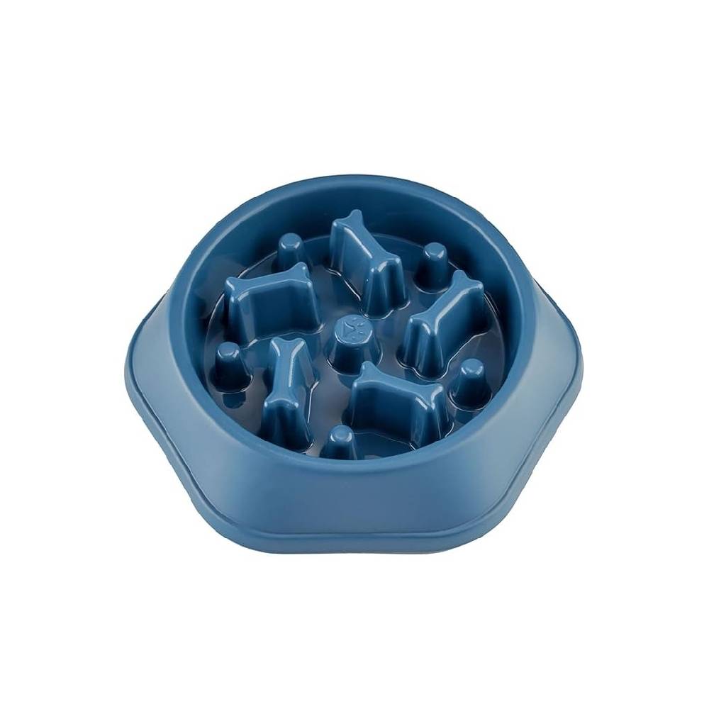 Plato para perro hexagonal slow feed azul