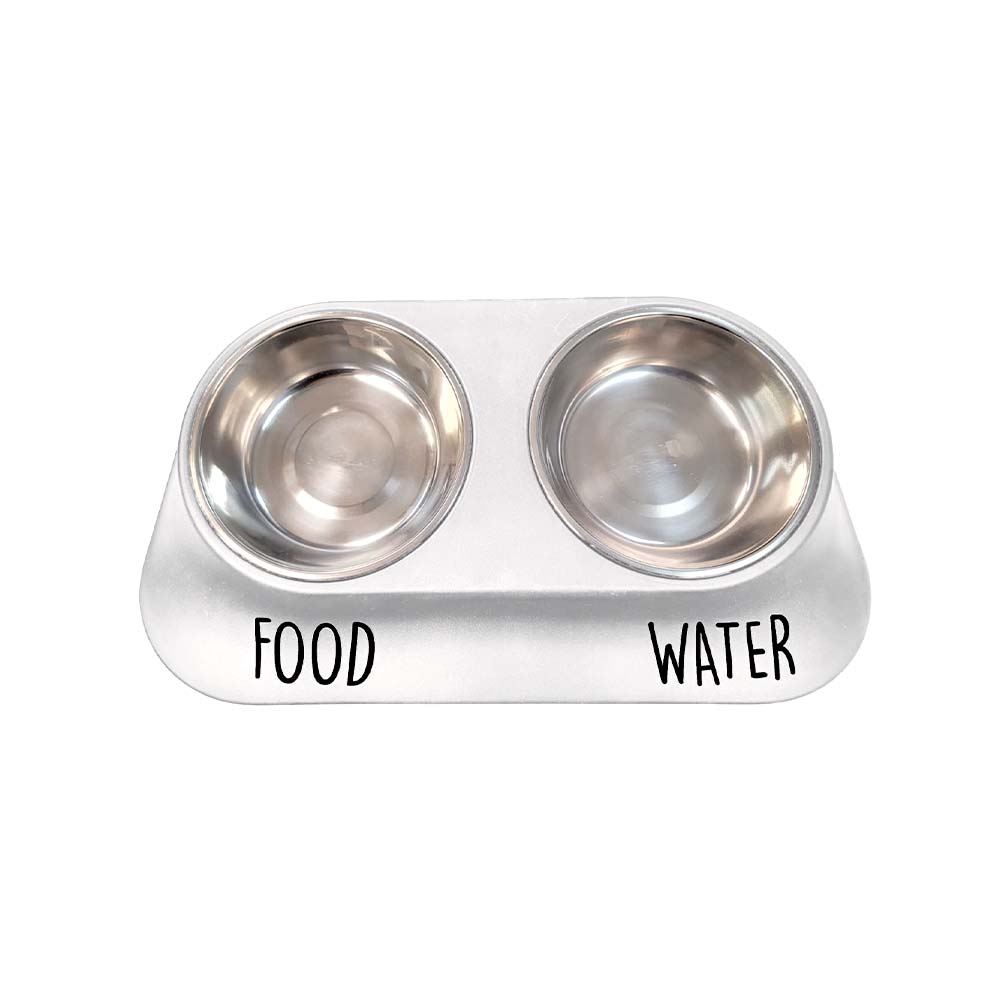 Plato para mascota 2 espacios blanco