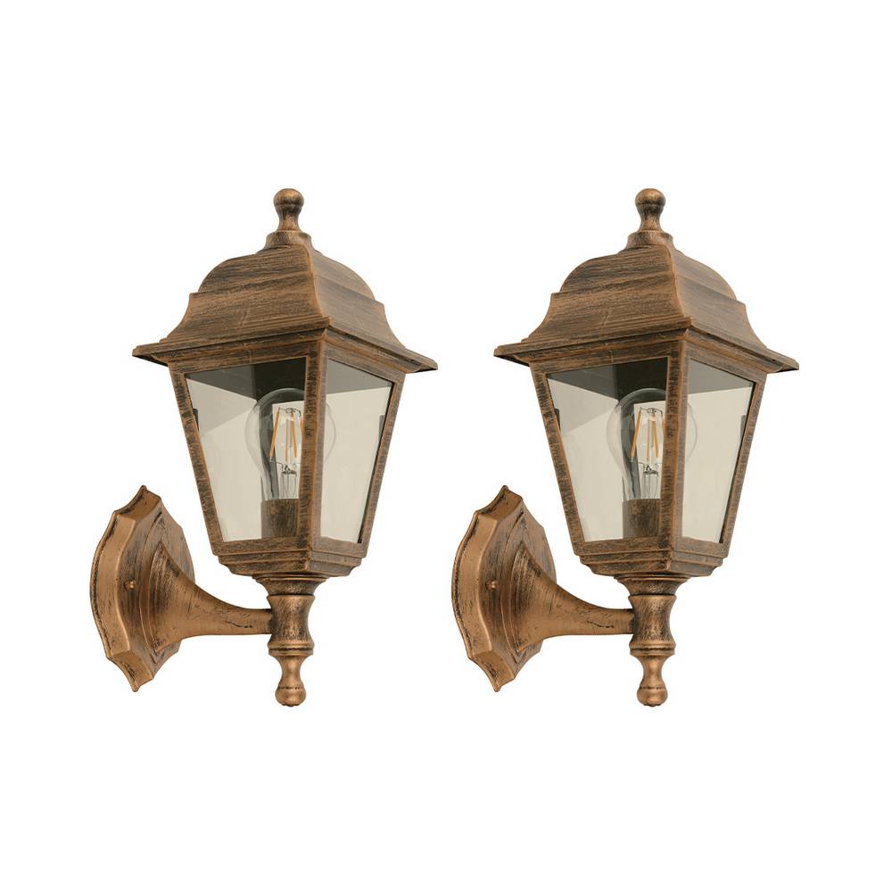 Farol de pared exterior dorado e27 40w 2pack