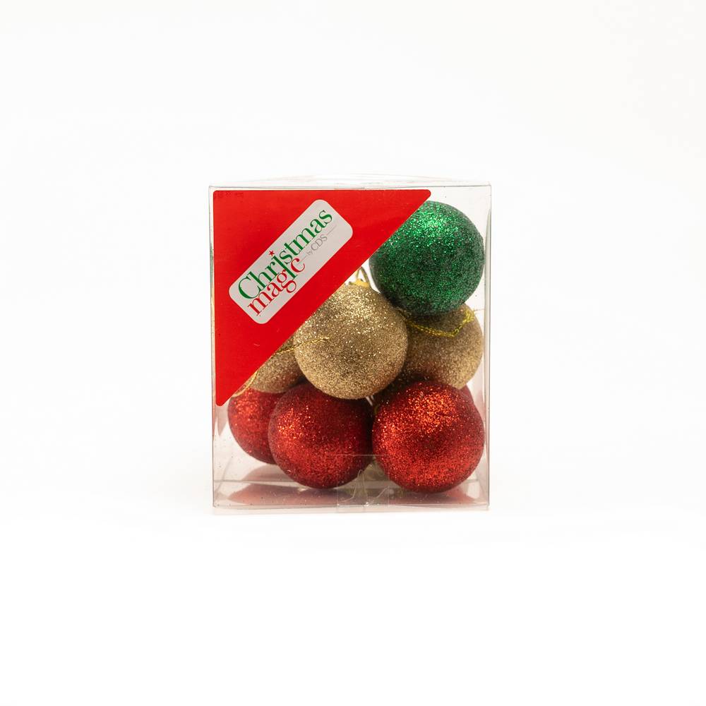 Bola navideña 4 cm tdxmas glitter colores varios 12 piezas