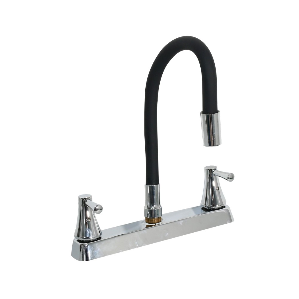 Mezclador para fregadero 2manecillas cuello flexible negro metalico