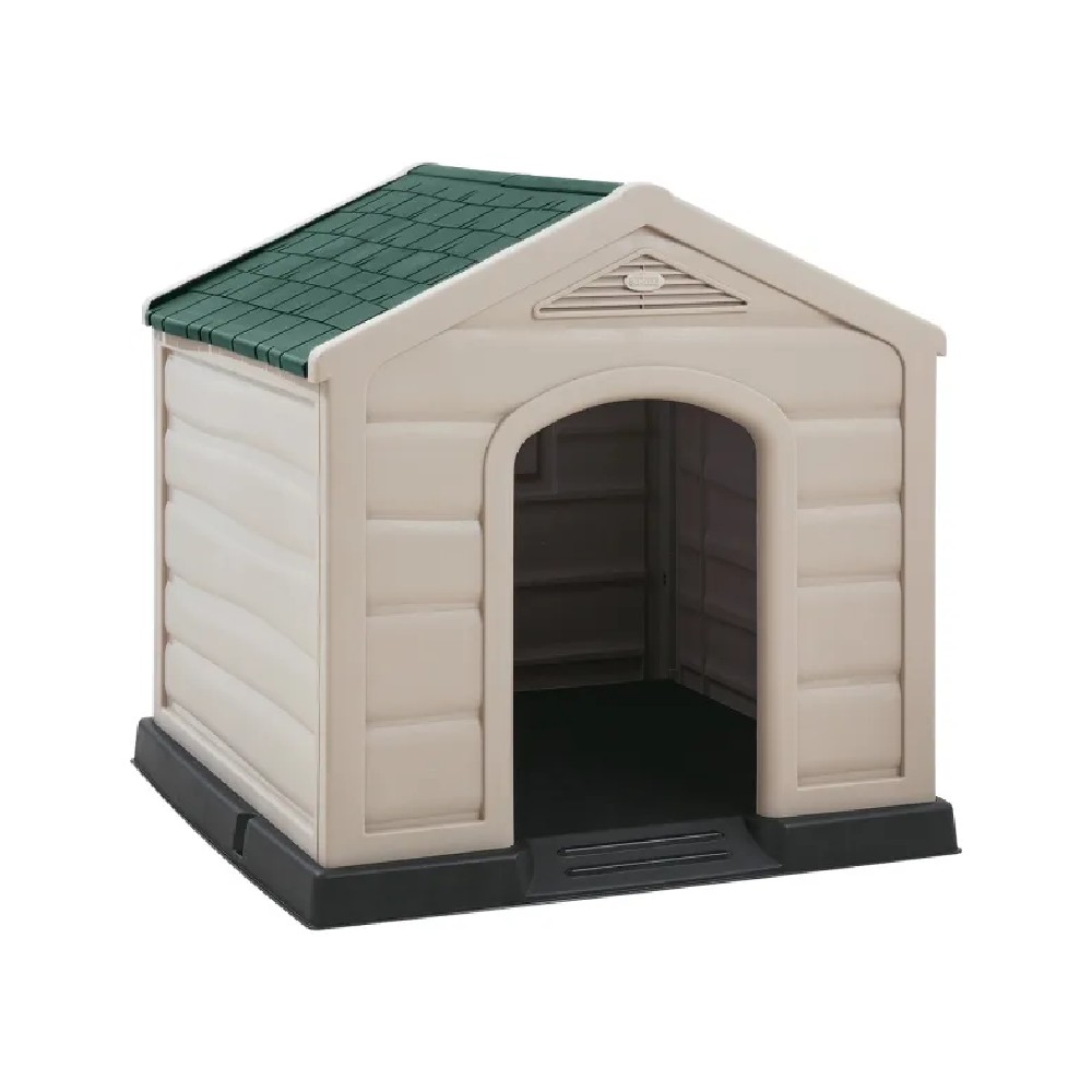 Casa para perro pequeño taupe con techo verde