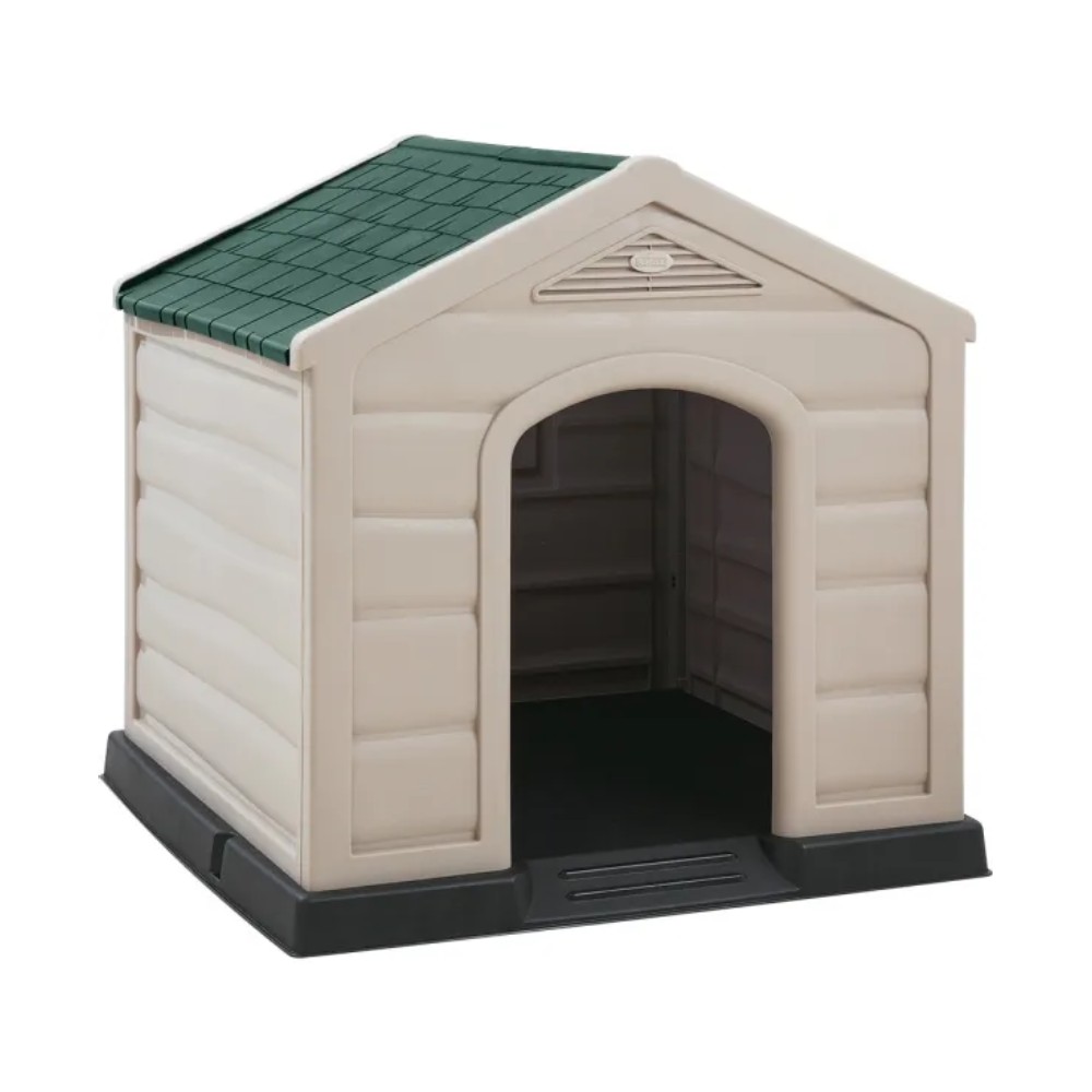 Casa para perro grande taupe con techo verde