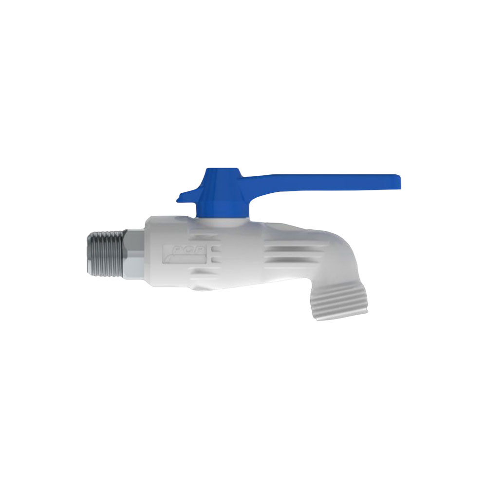 Llave de chorro en pvc con inserto acero inox macho 1/2 pulg