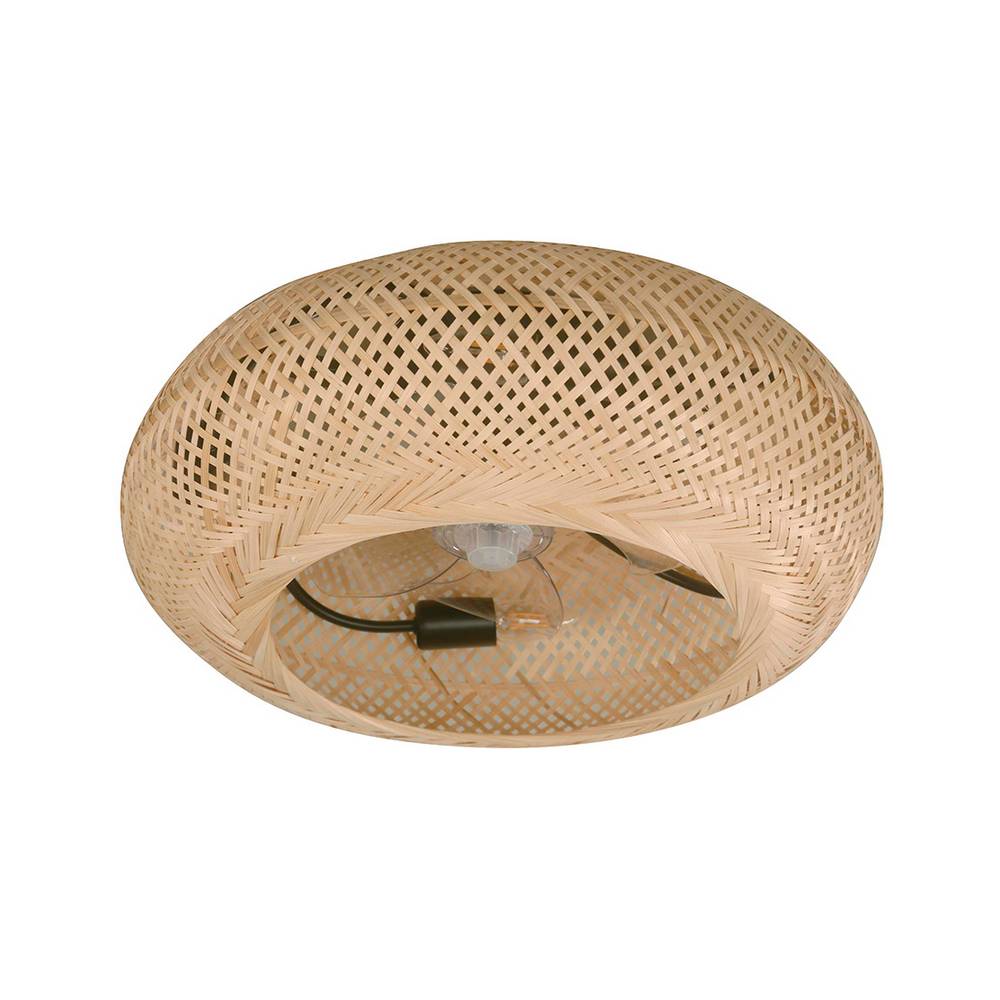 Lampara rattan 4 luces e27 con ventilador interno c remoto