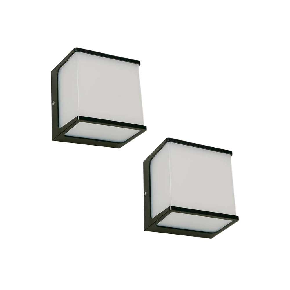 Lampara led exterior de pared negro 8w 100- 240v 3000k 2piezas