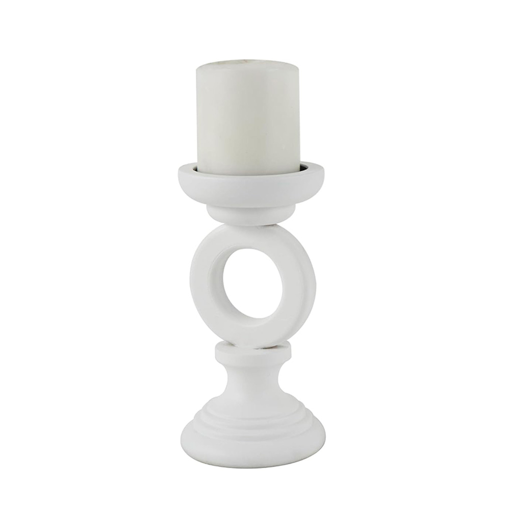 Candelabro de madera blanco 9 pulgadas