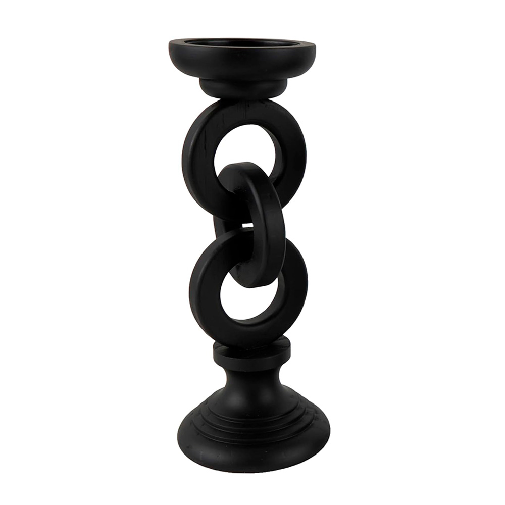 Candelabro de madera negro 13 pulgadas