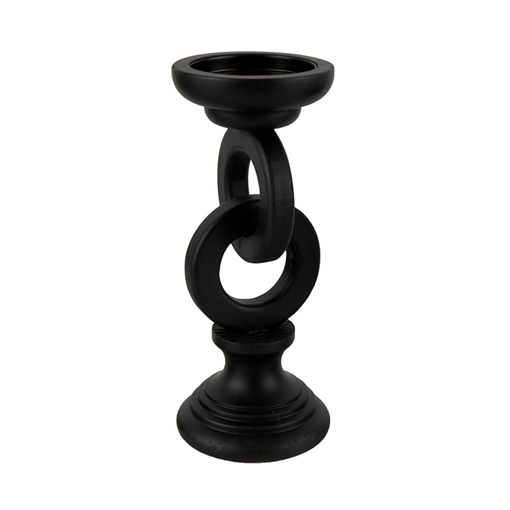 Candelabro de madera negro 11 pulgadas
