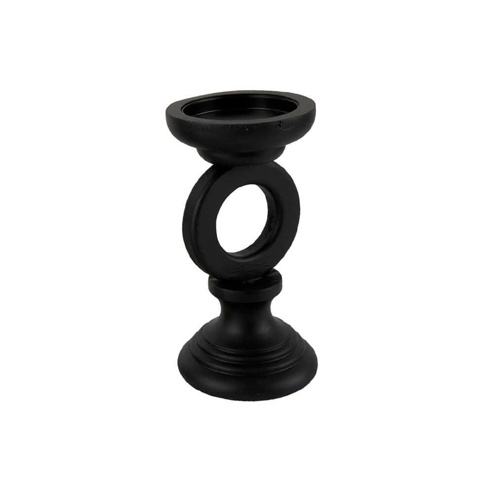 Candelabro de madera negro 9 pulgadas