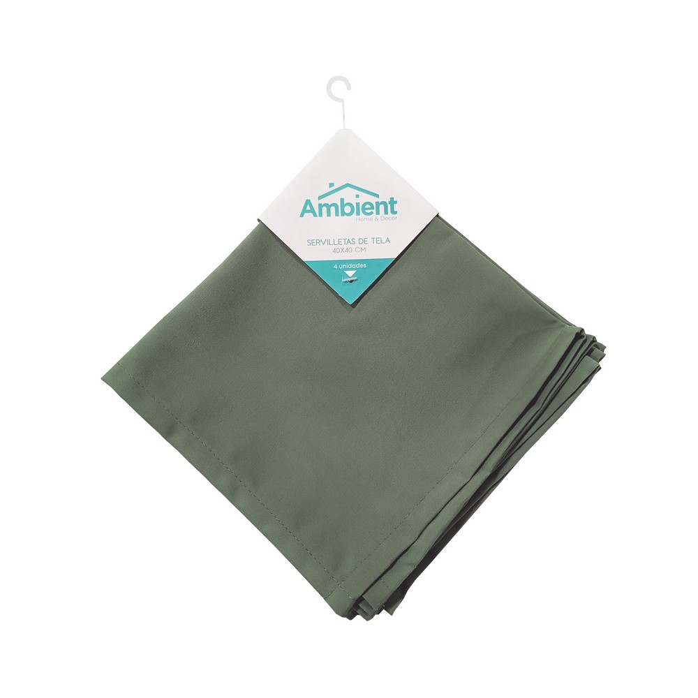 Servilleta de tela 40x40 cm verde oscuro oxford 4 piezas