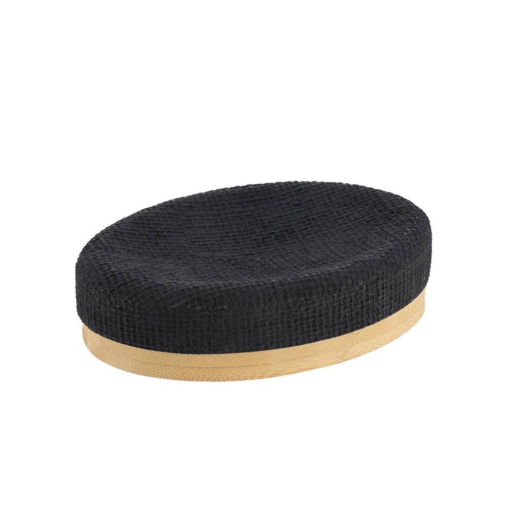 Jabonera poliresina negro ovalada efecto malla-bambu 64161103