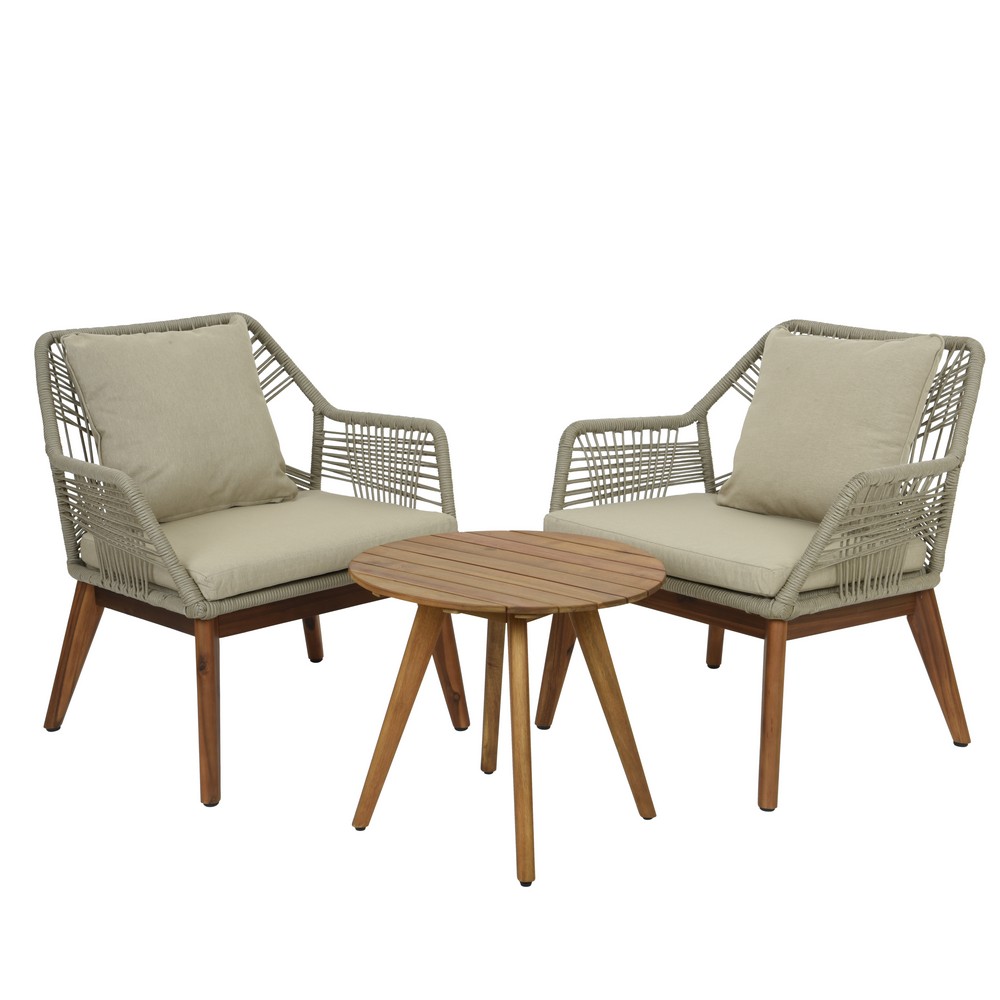 Silla lounge con mesa auxiliar seville beige 3 piezas