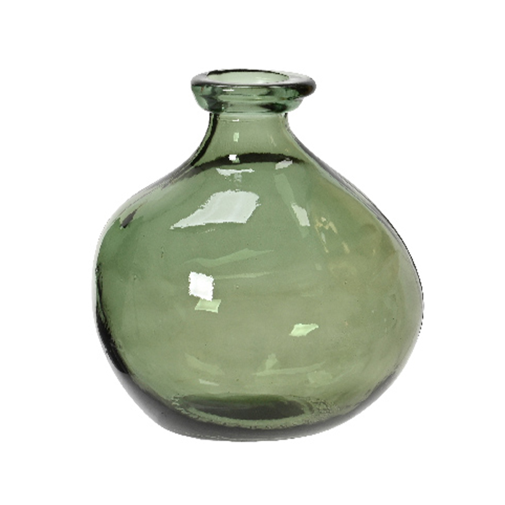 Florero decorativo de vidrio 18 cm verde