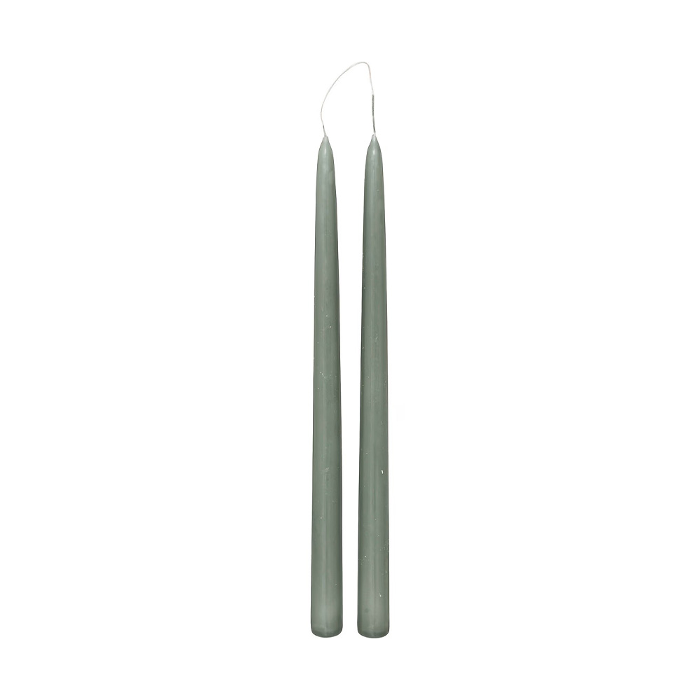 Candela decorativa larga 30 cm hugo verde 2 piezas