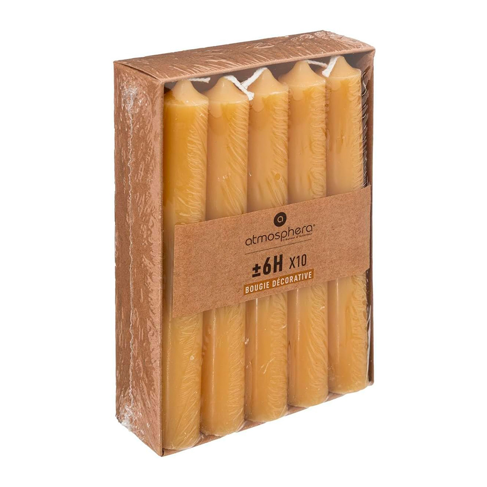 Candela decorativa larga 16 cm hugo amarillo 10 piezas