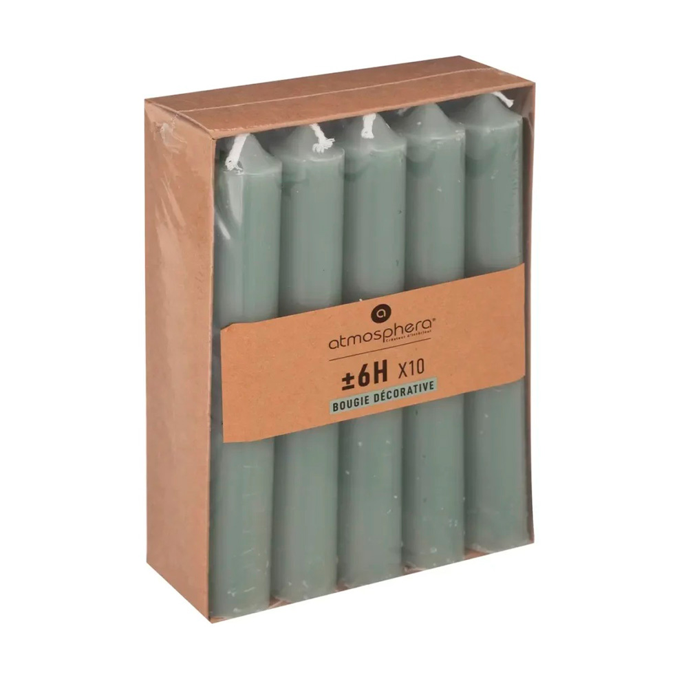 Velas decorativas verde eucalipto 16cm