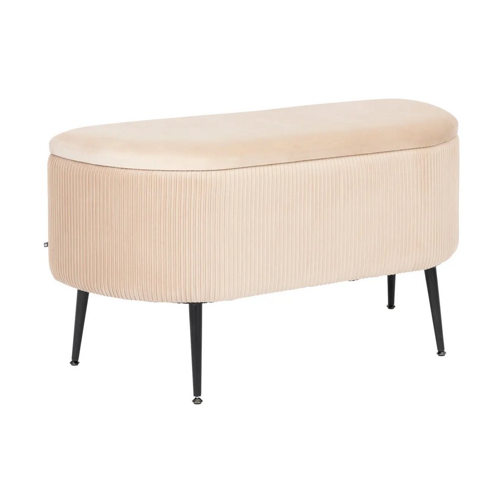 Banco tipo cofre de madera/terciopelo 100x40x53 cm solaro beige