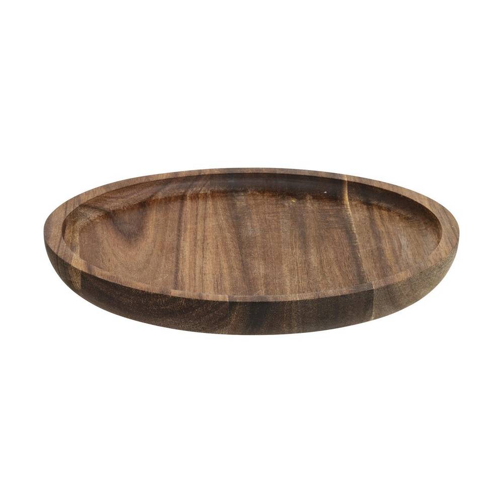 Plato redondo de madera decorativo de 20 cm color café