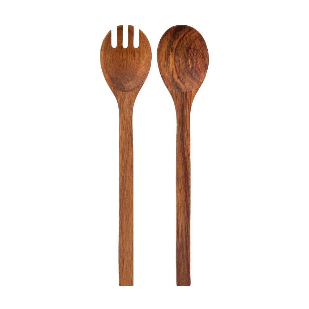 Cuchara y tenedor para ensalada de madera de 30 cm
