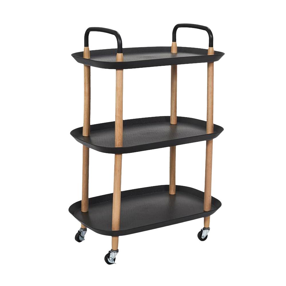 Carrito organizador de plastico/metal 56x81x35.5 cm negro