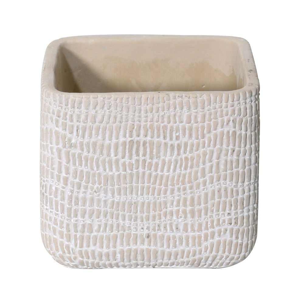 Maceta decorativa de cerámica cuadrada 12.5x12.5x11 cm siri gris