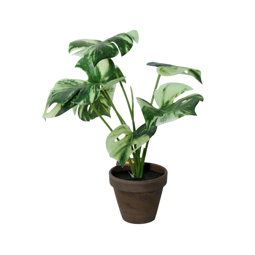 Planta artificial con maceta de arcilla monstera 30 cm